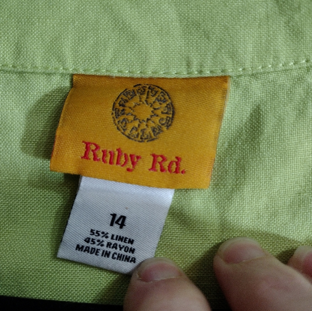 Ruby Rd. Women's 14 Lime Chartreuse Green Linen B… - image 8